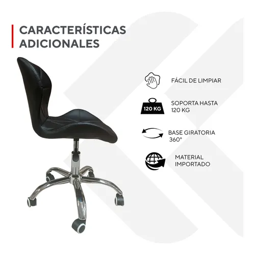 Pack 2 Sillas de Escritorio MKP Mariposa Giratoria Acolchada Negra-7