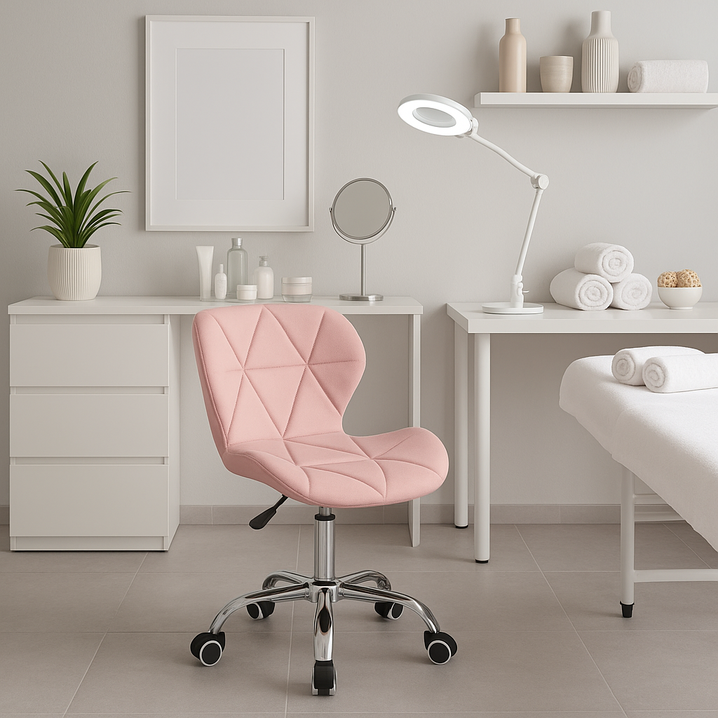 Silla De Escritorio Mariposa Radar Giratoria Acolchada Rosa-4
