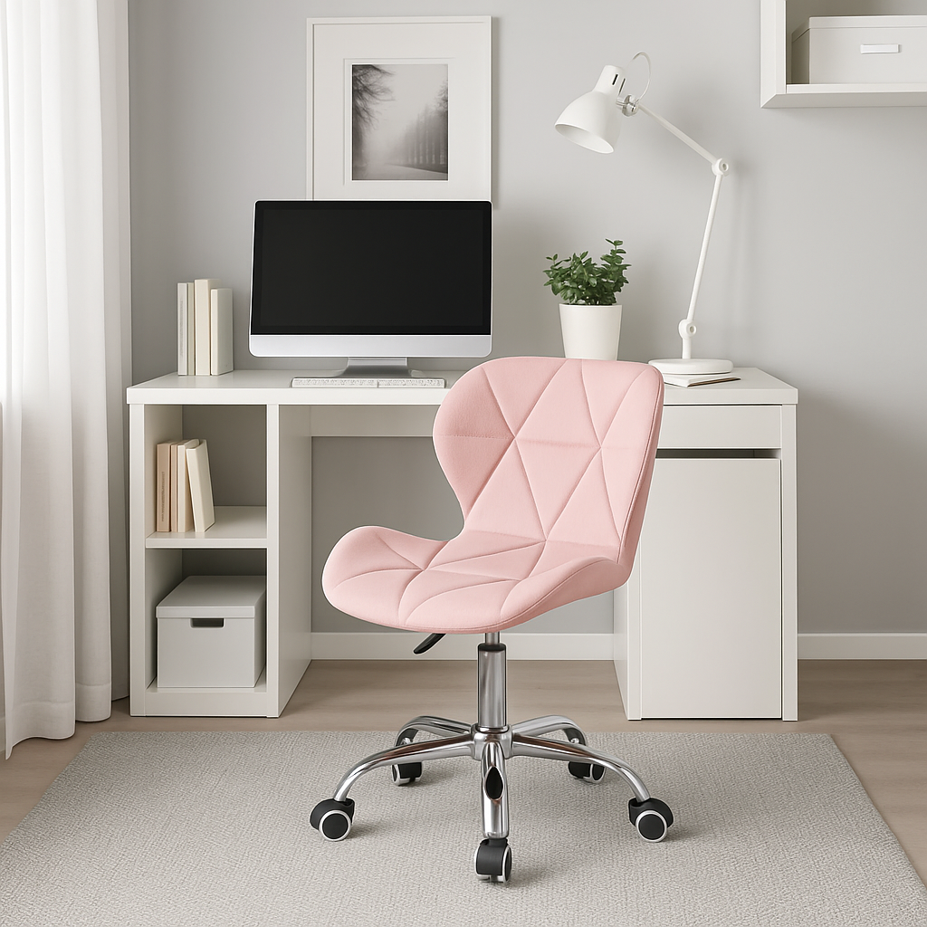 Silla De Escritorio Mariposa Radar Giratoria Acolchada Rosa-5