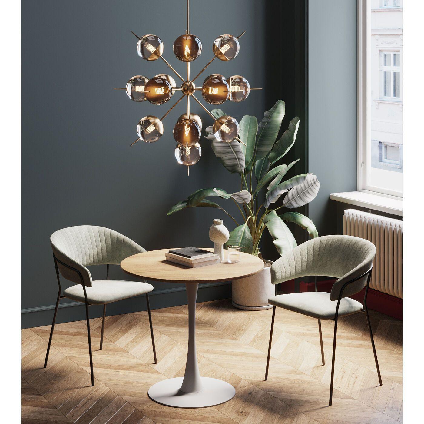Mesa Comedor Redonda Tulip Wood 80cm Diametro Blanca-5