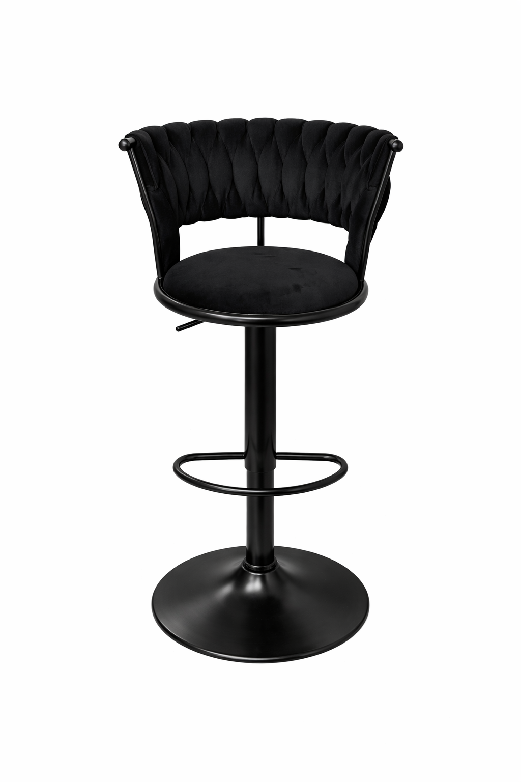 Taburete Queen Terciopelo Ajustable Negro Full Negro-2