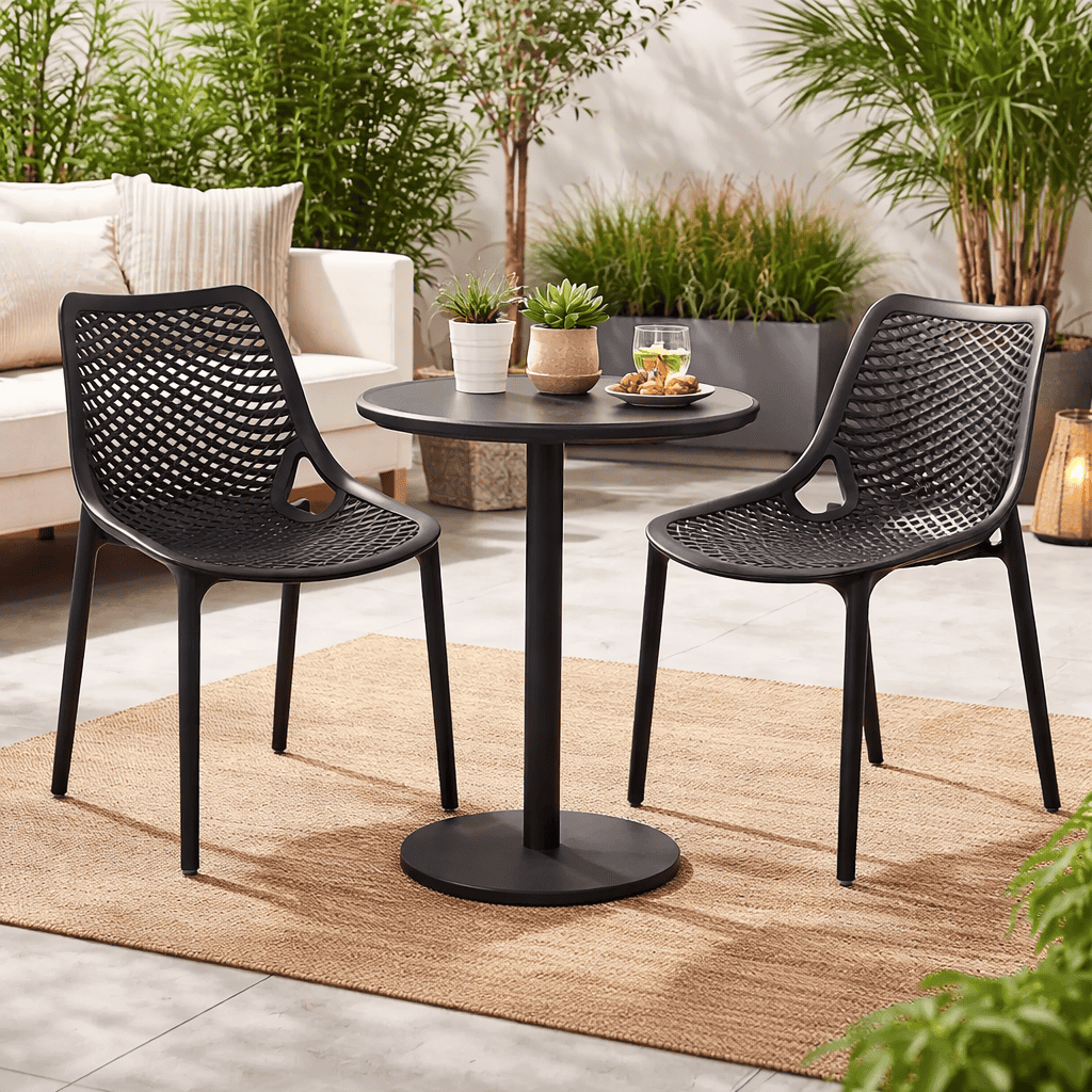 Pack 2 Sillas Sitial Rex Negra para Terraza o Comedor-5