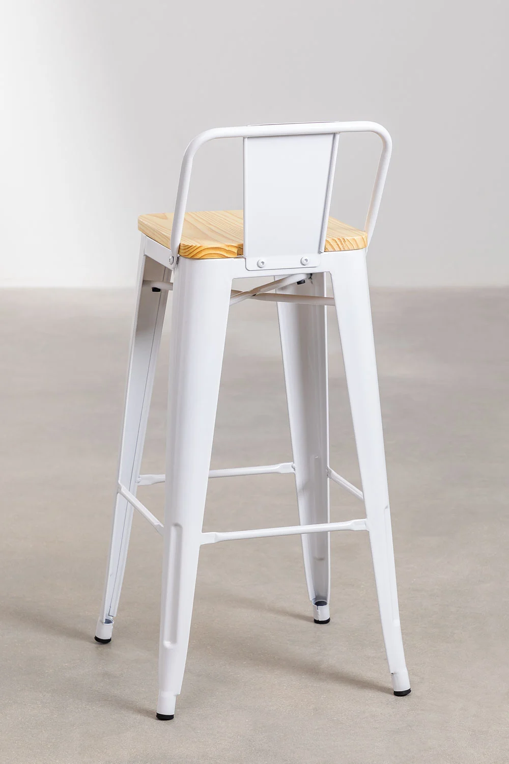 Pack 2 Pisos y sillas bar MKP Tolix Madera Blanco 66cm-3