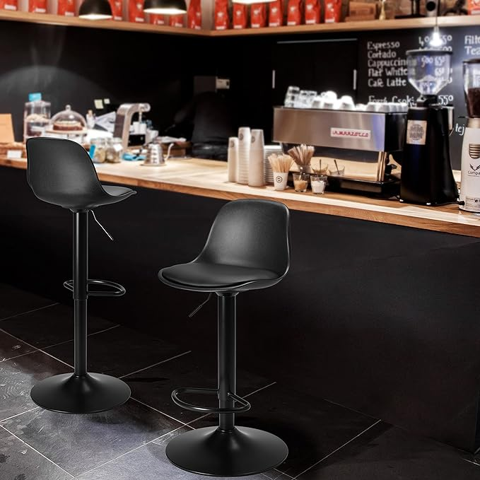 Pack 2 Pisos y sillas bar MKP Eames Base Negra para Cocina o Bar Negro-5