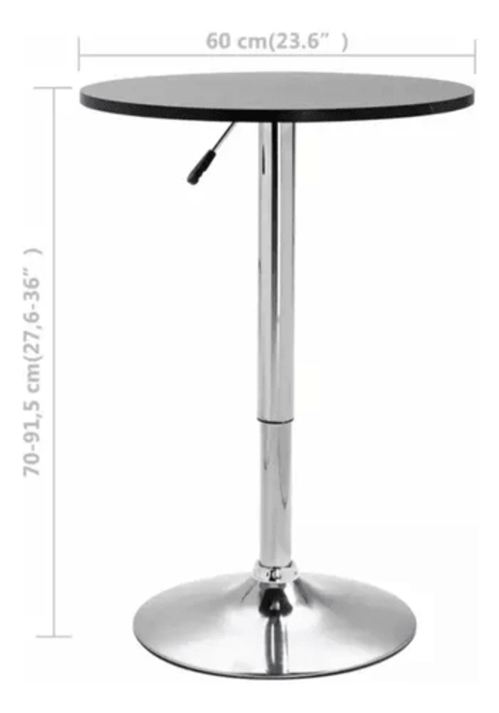 Mesa Centro Bar Altura Regulable 60cm Diámetro Negra-2