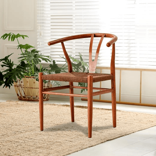 Silla Wishbone Acero Marron-2