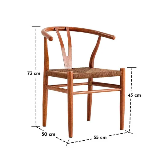 Silla Wishbone Acero Marron-3