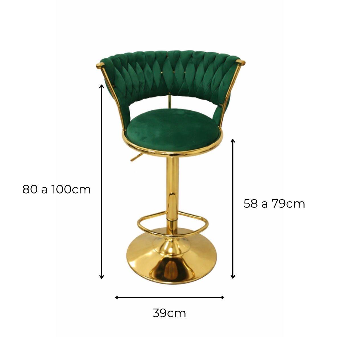 Taburete Queen Terciopelo Ajustable Verde-3