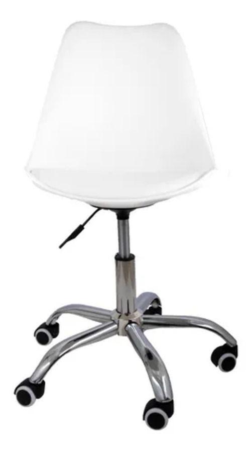 Silla De Escritorio Tulip Eames Acolchada Giratoria Blanca-2