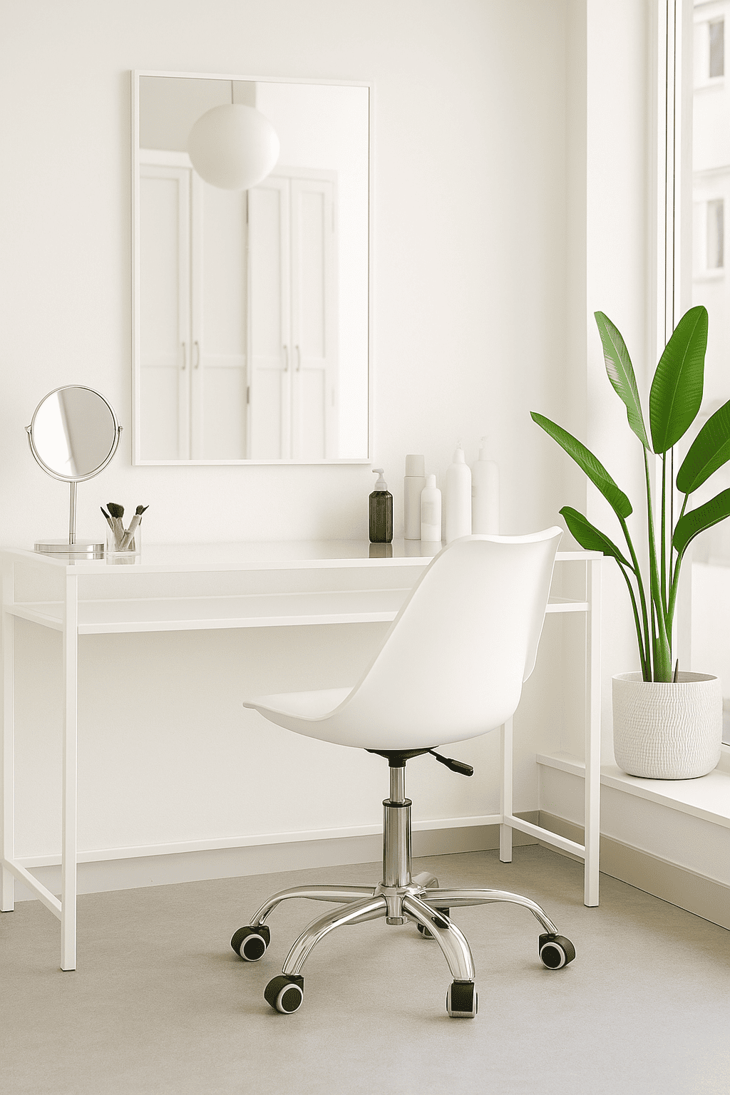 Silla De Escritorio Tulip Eames Acolchada Giratoria Blanca-4