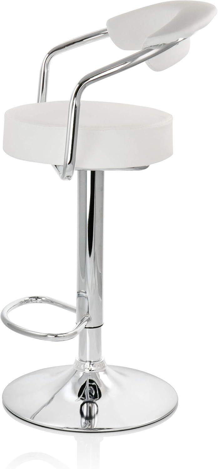 Pack 2 Taburete Piso Bar Altura Regulable Con Respaldo Blanco-5