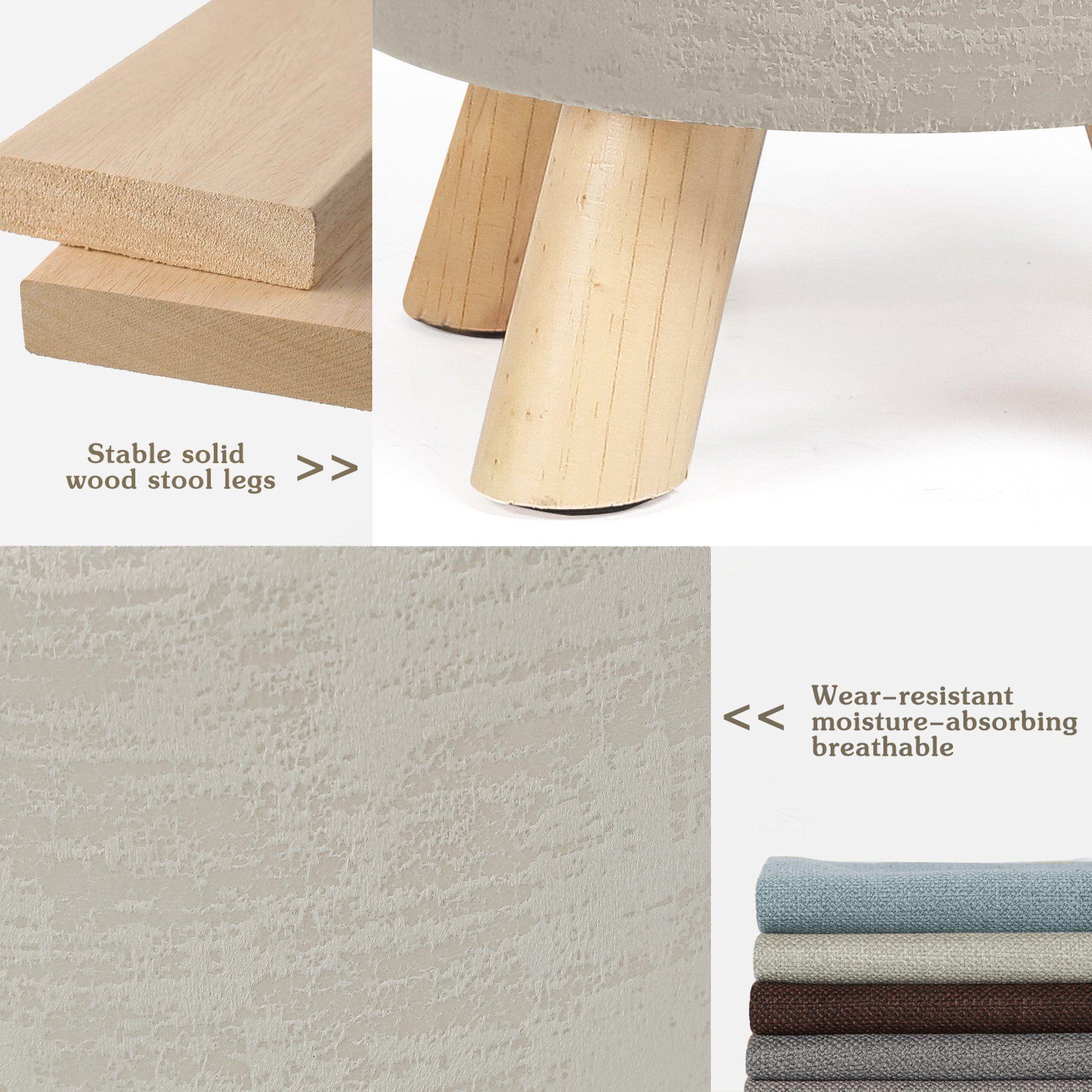 Pack 2 Puff Redondo De Terciopelo Con Patas De Madera Negro-4