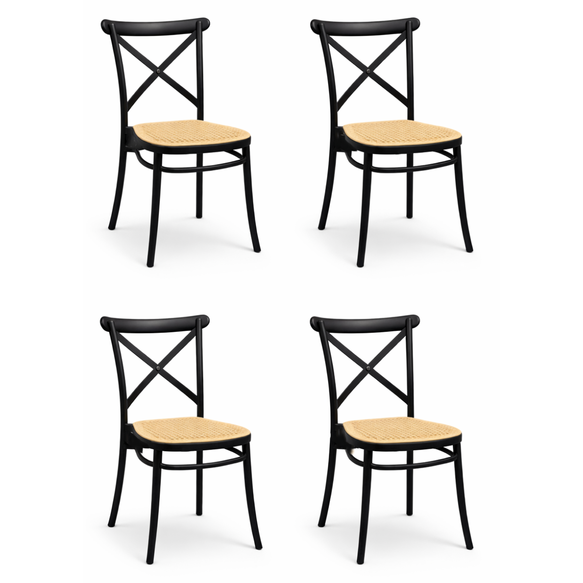 Pack 4 Sillas Danubio Crossback Top Apilable Negra-0