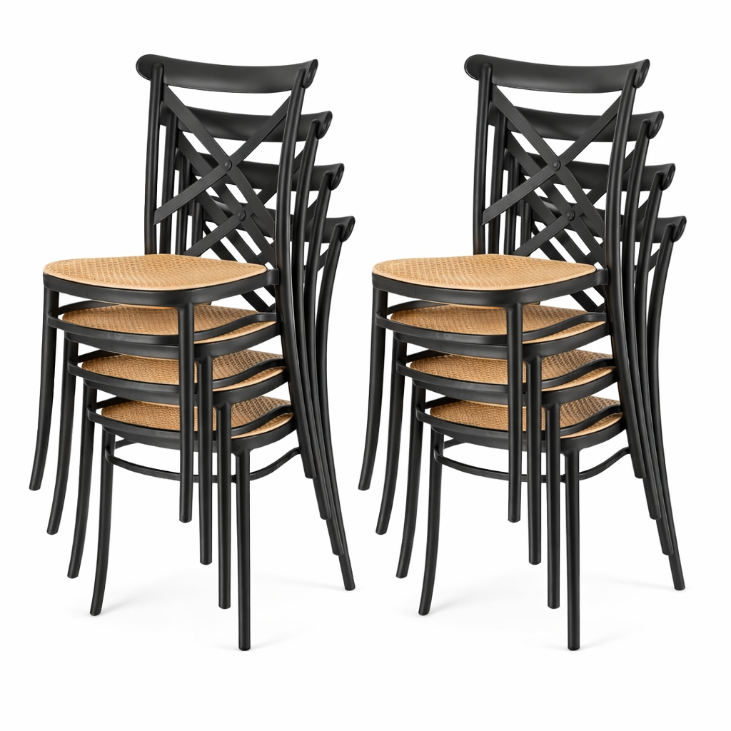 Pack 4 Sillas Danubio Crossback Top Apilable Negra-5