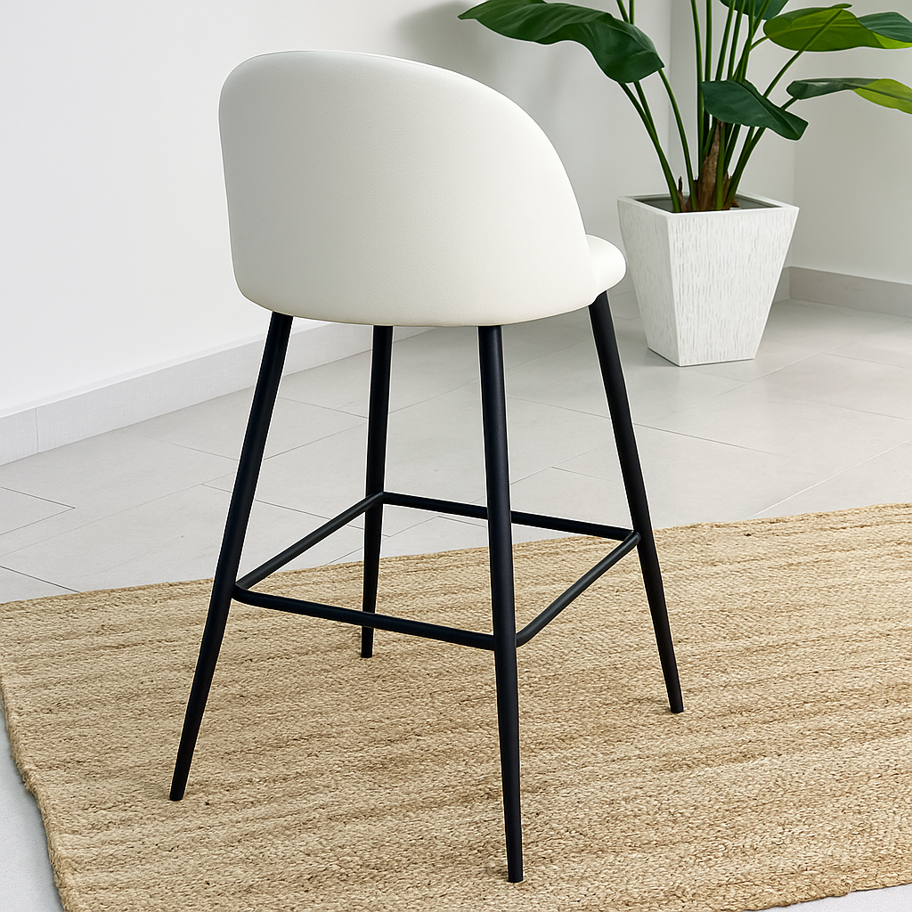 Piso de Bar Taburete Velvet 66cm Terciopelo Blanco-2