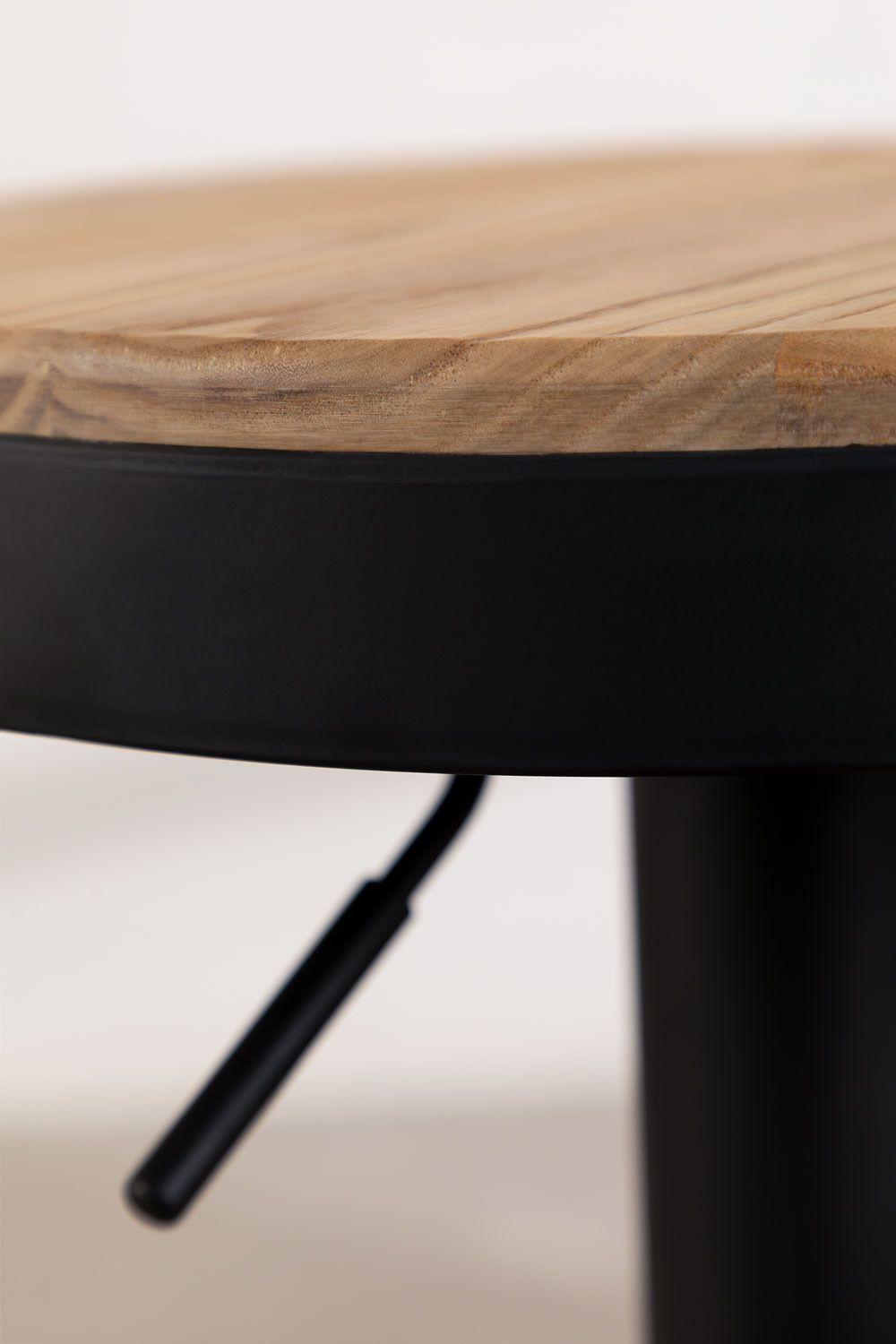 Taburete Regulable Piso Bar Asiento De Madera Negro-4