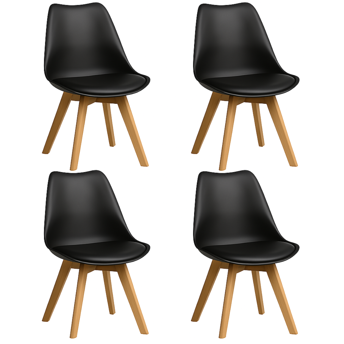 Comedor Mesa Eames Redonda De Vidrio 100cm Y 4 Sillas Tulip Negras-2