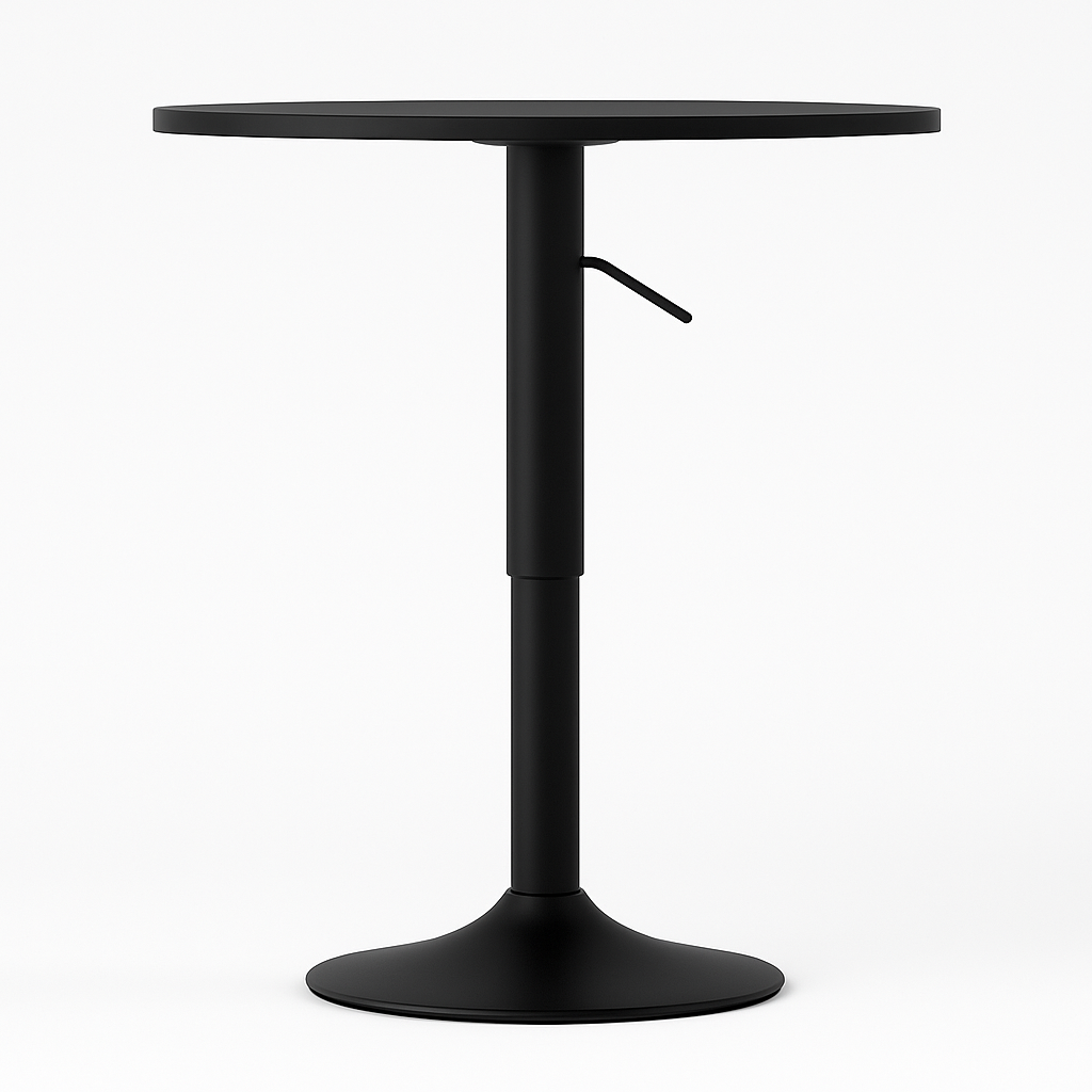 Mesa Bar Centro Altura Regulable 60cm Diámetro Full Negra-2