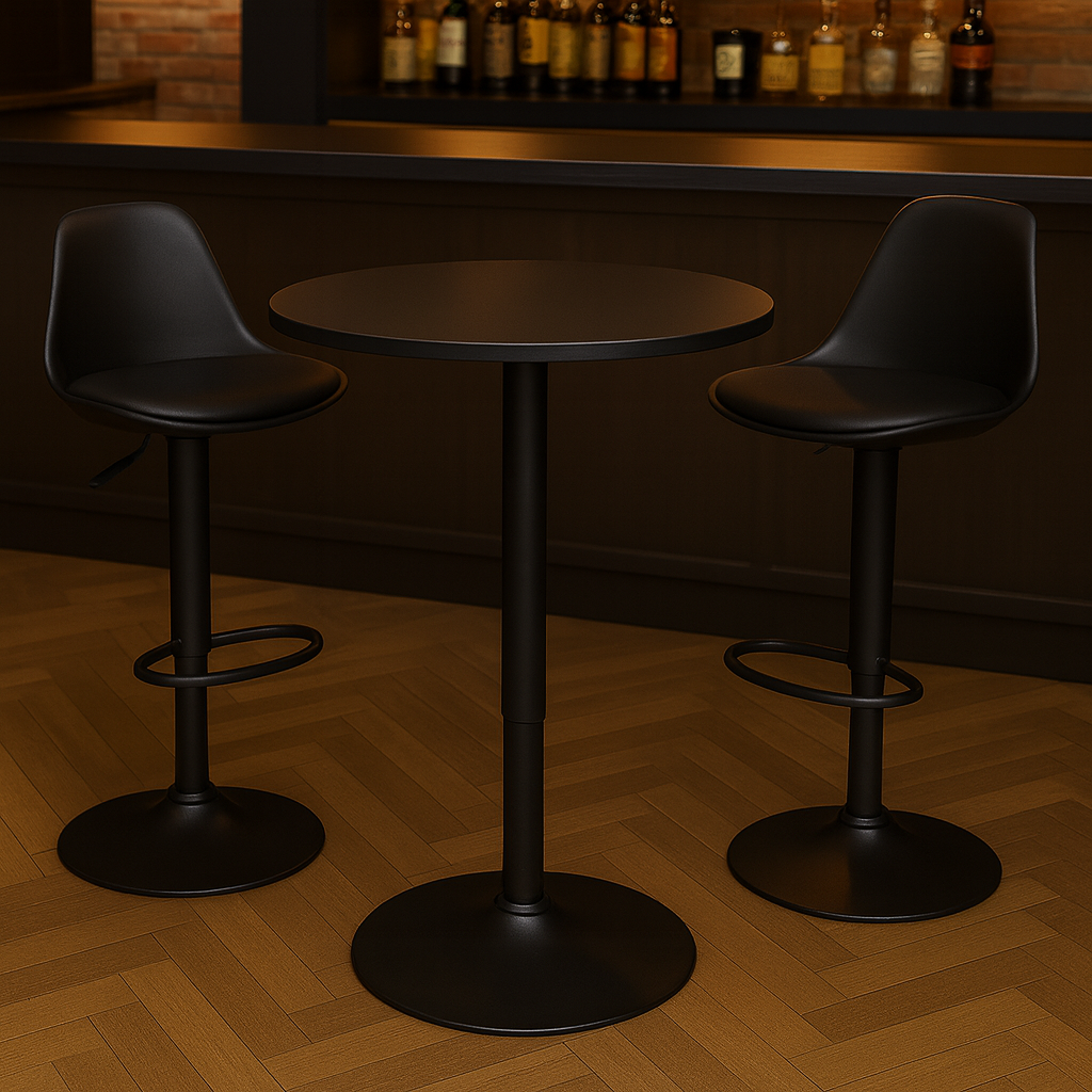 Mesa Bar Centro Altura Regulable 60cm Diámetro Full Negra-3