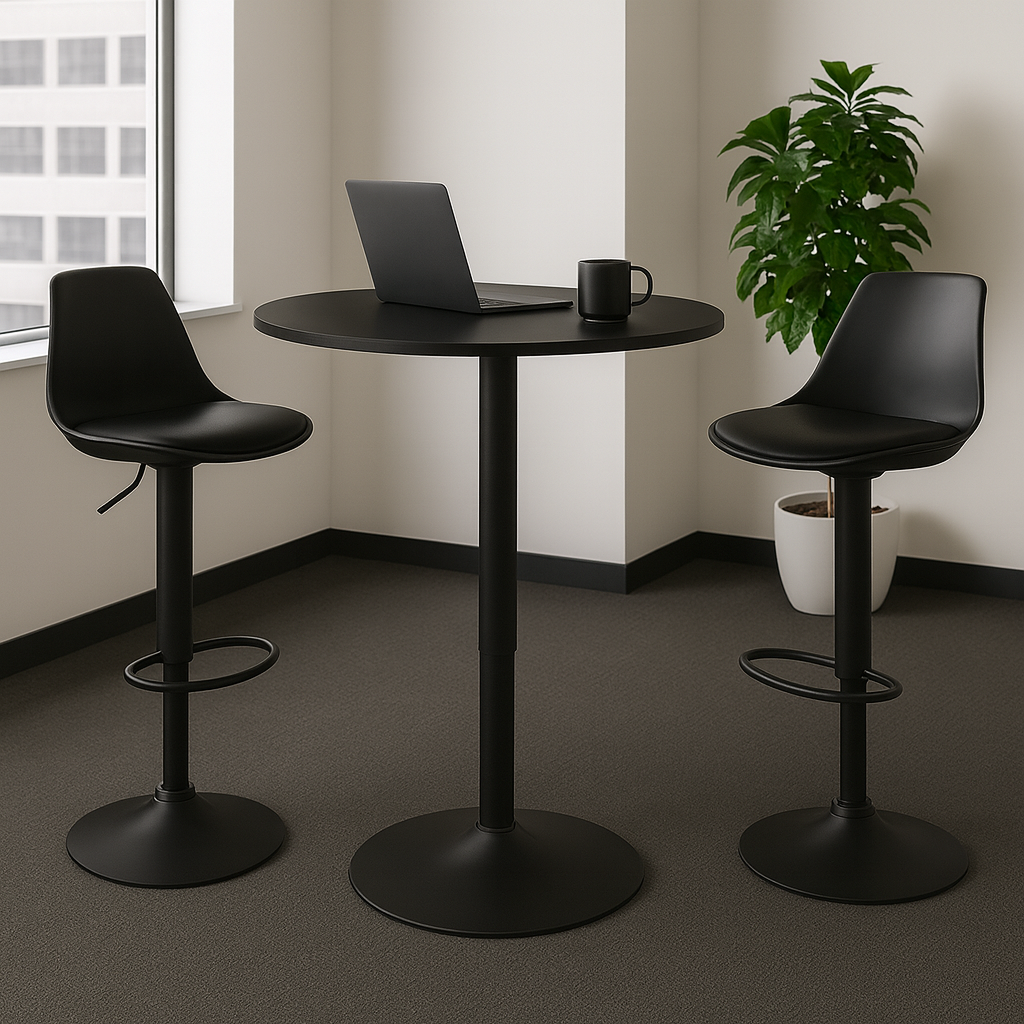 Mesa Bar Centro Altura Regulable 60cm Diámetro Full Negra-5