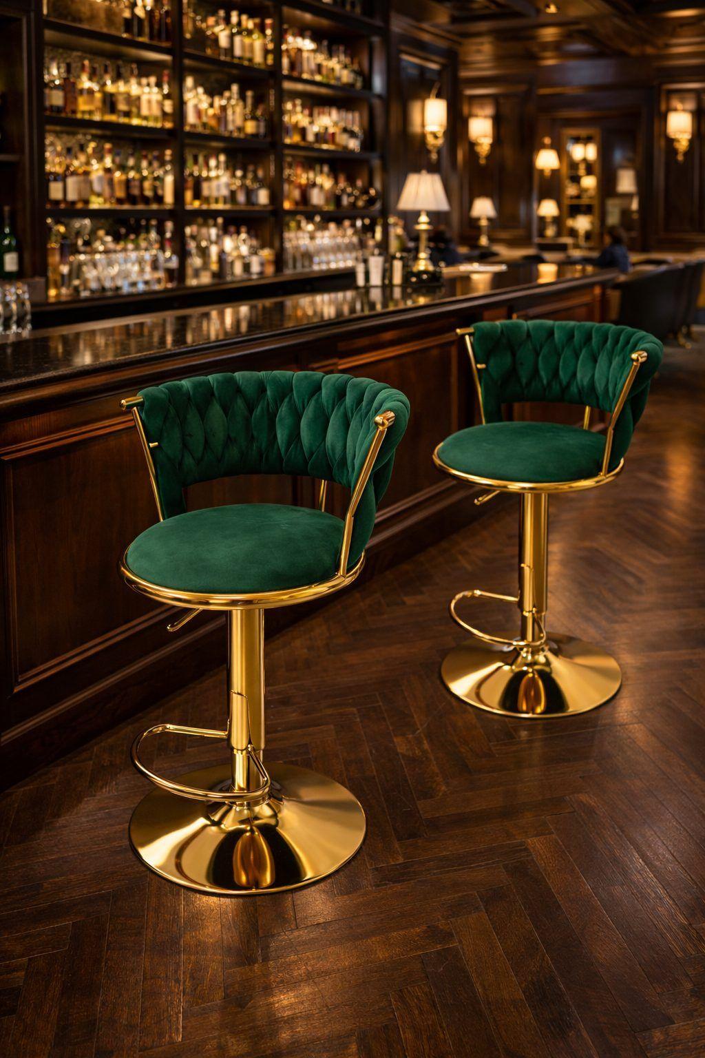 Pack 2 Taburetes Queen Terciopelo Ajustable Verde-7