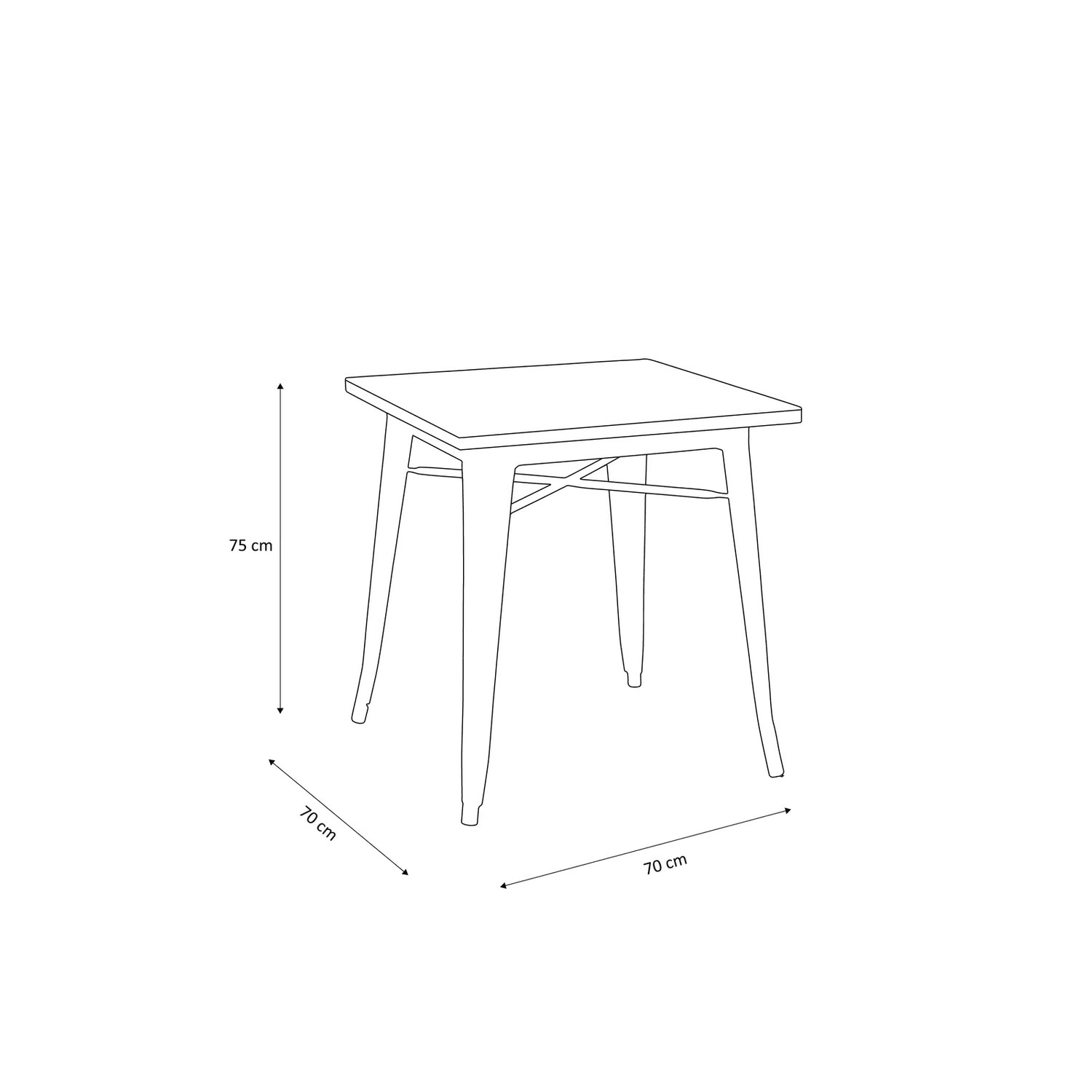 Mesa Comedor Tolix Madera 70x70x75cm-4