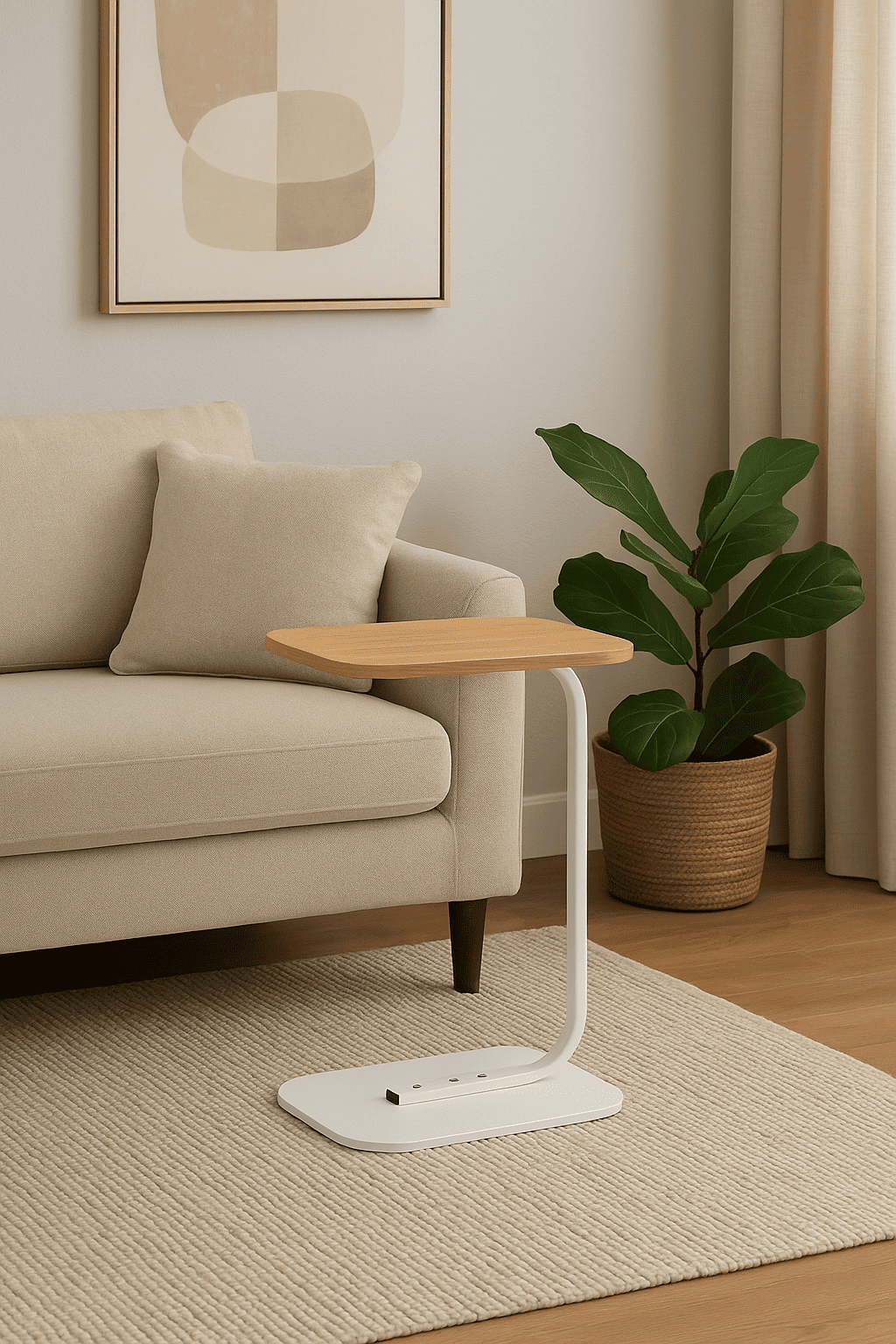 Mesa Lateral Auxiliar Minimalista Wood Blanca-3