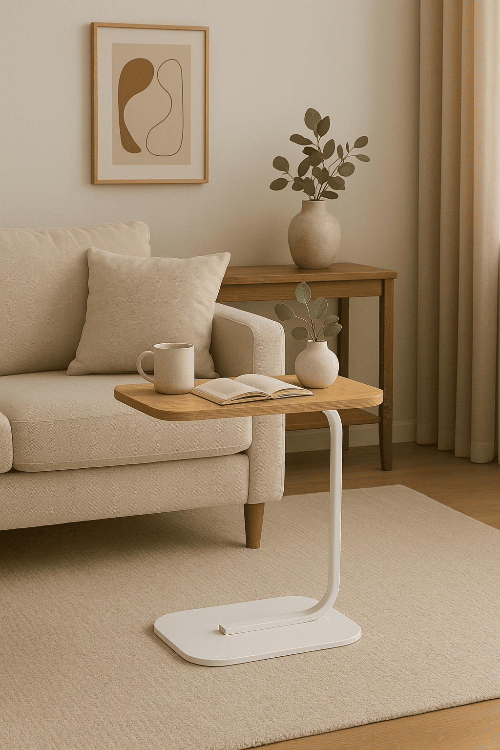 Mesa Lateral Auxiliar Minimalista Wood Blanca-5