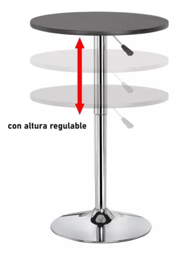 Pack 2 Mesas Bar Centro Altura Regulable 60cm Diámetro Negra-3