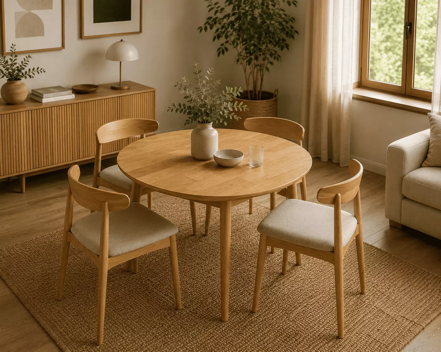 Mesa Comedor Oslo Redonda 100cm Madera Natural-3