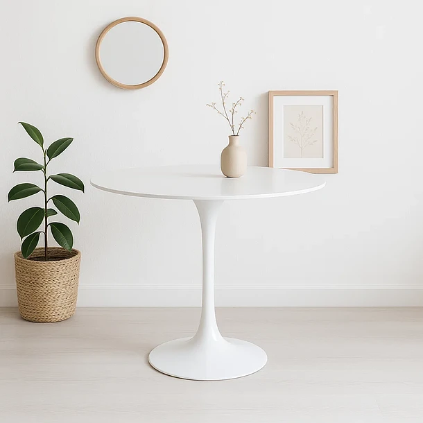 Mesa Comedor Redonda Tulip Clasica 80cm Diametro Blanca-2