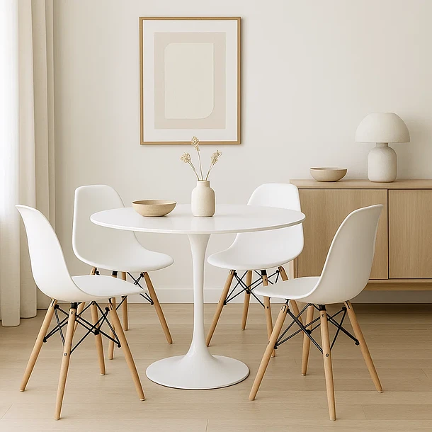 Mesa Comedor Redonda Tulip Clasica 80cm Diametro Blanca-3