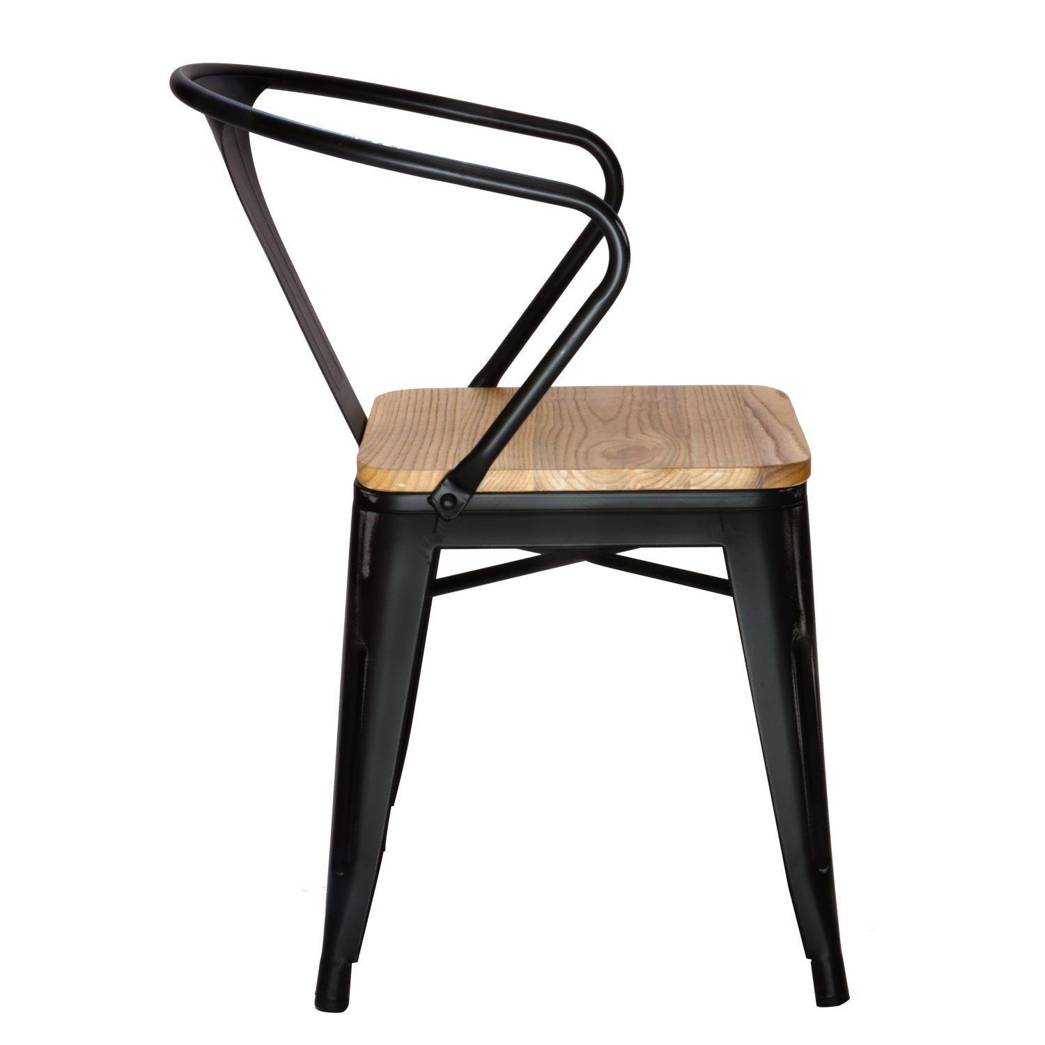 Pack 4 Sillón / Sitial Tolix con Asiento de Madera-2