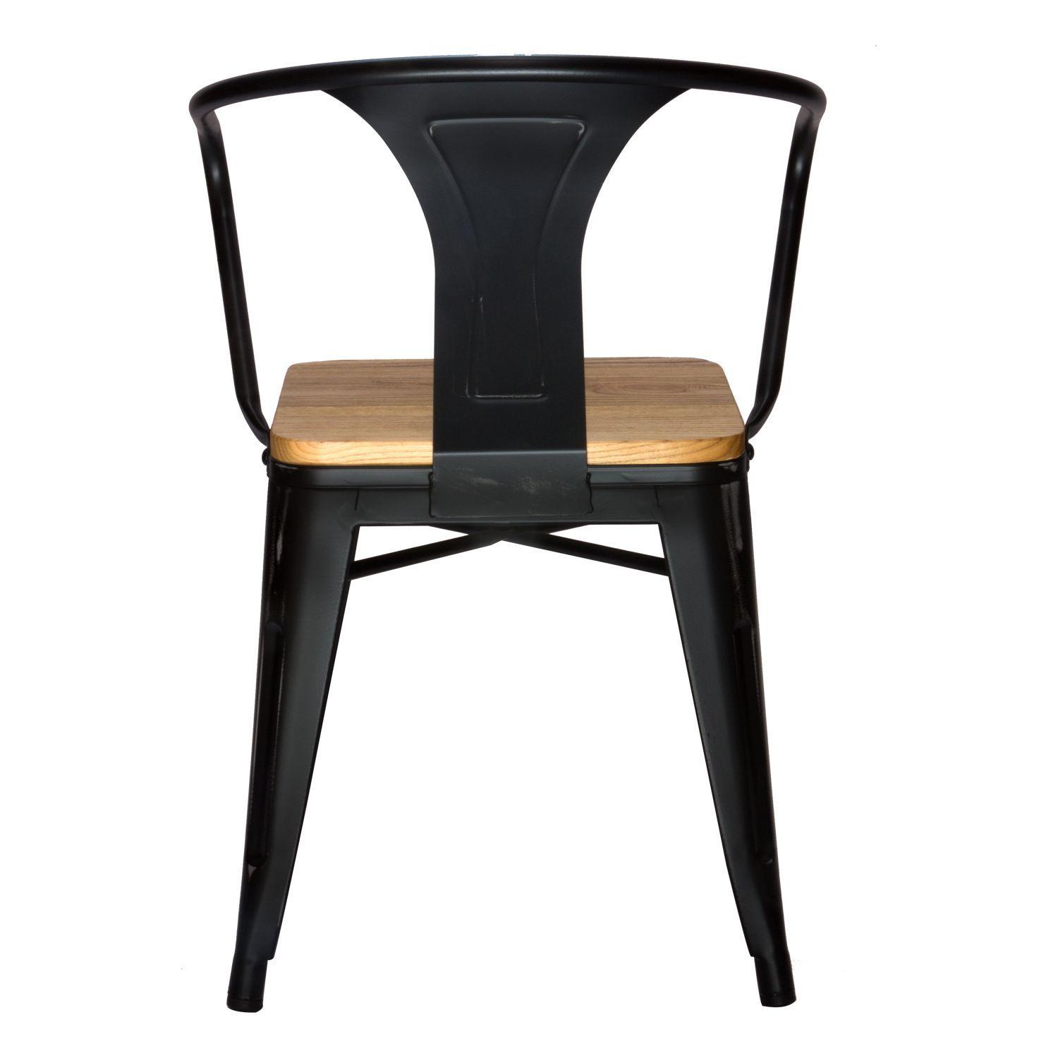 Pack 4 Sillón / Sitial Tolix con Asiento de Madera-3