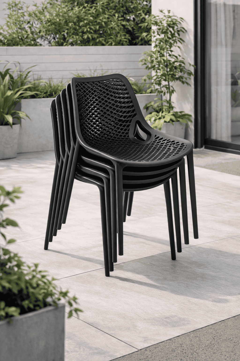 Silla Sitial Rex Negra para Terraza o Comedor-3