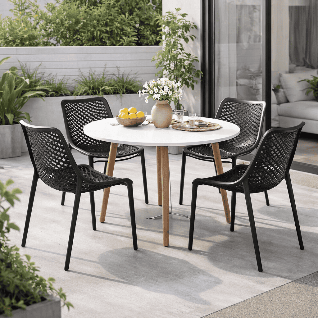 Silla Sitial Rex Negra para Terraza o Comedor-5