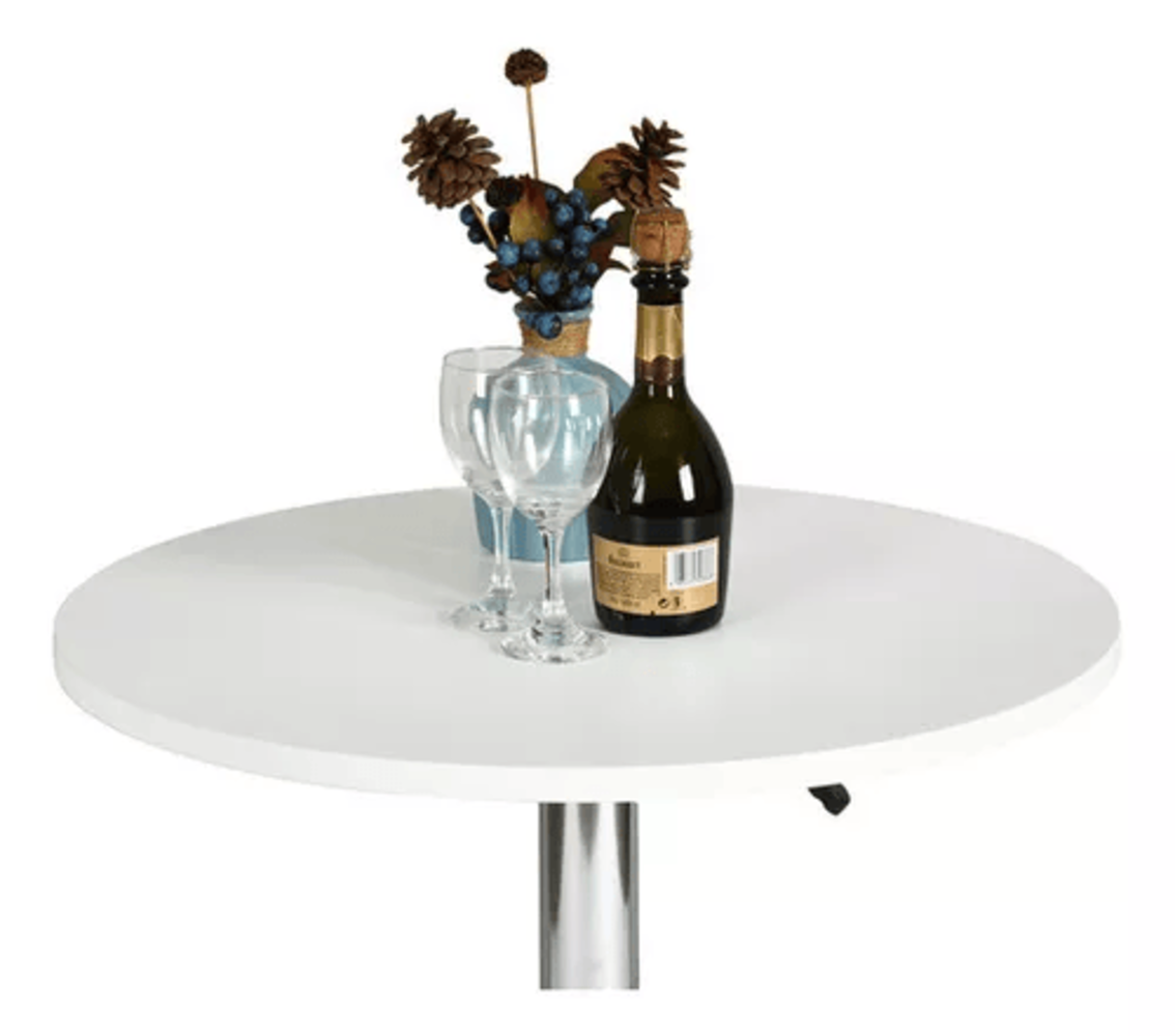 Mesa Bar Centro Altura Regulable 60cm Diámetro Blanca-2