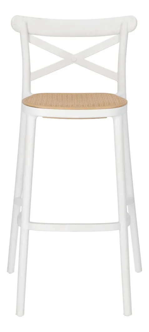 Taburete Crossback Danubio Piso de Bar o Terraza 66cm Blanco-2
