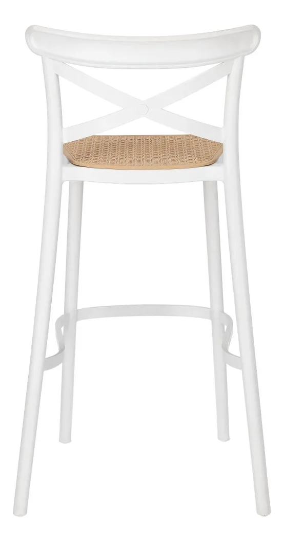 Taburete Crossback Danubio Piso de Bar o Terraza 66cm Blanco-3