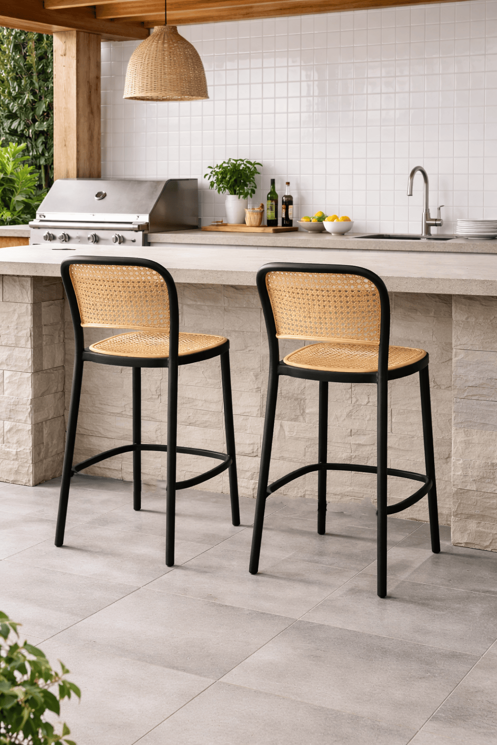 Pack 2 Taburetes Delta Piso De Bar O Terraza 66cm Negro-4