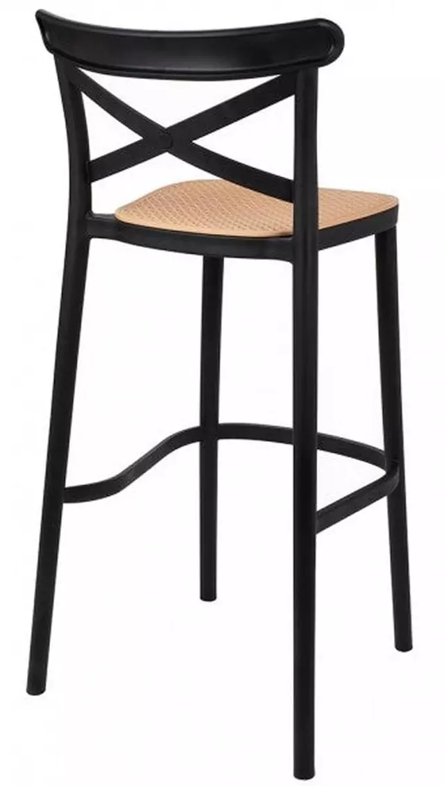 Taburete Crossback Danubio Piso de Bar o Terraza 66cm Negro-3