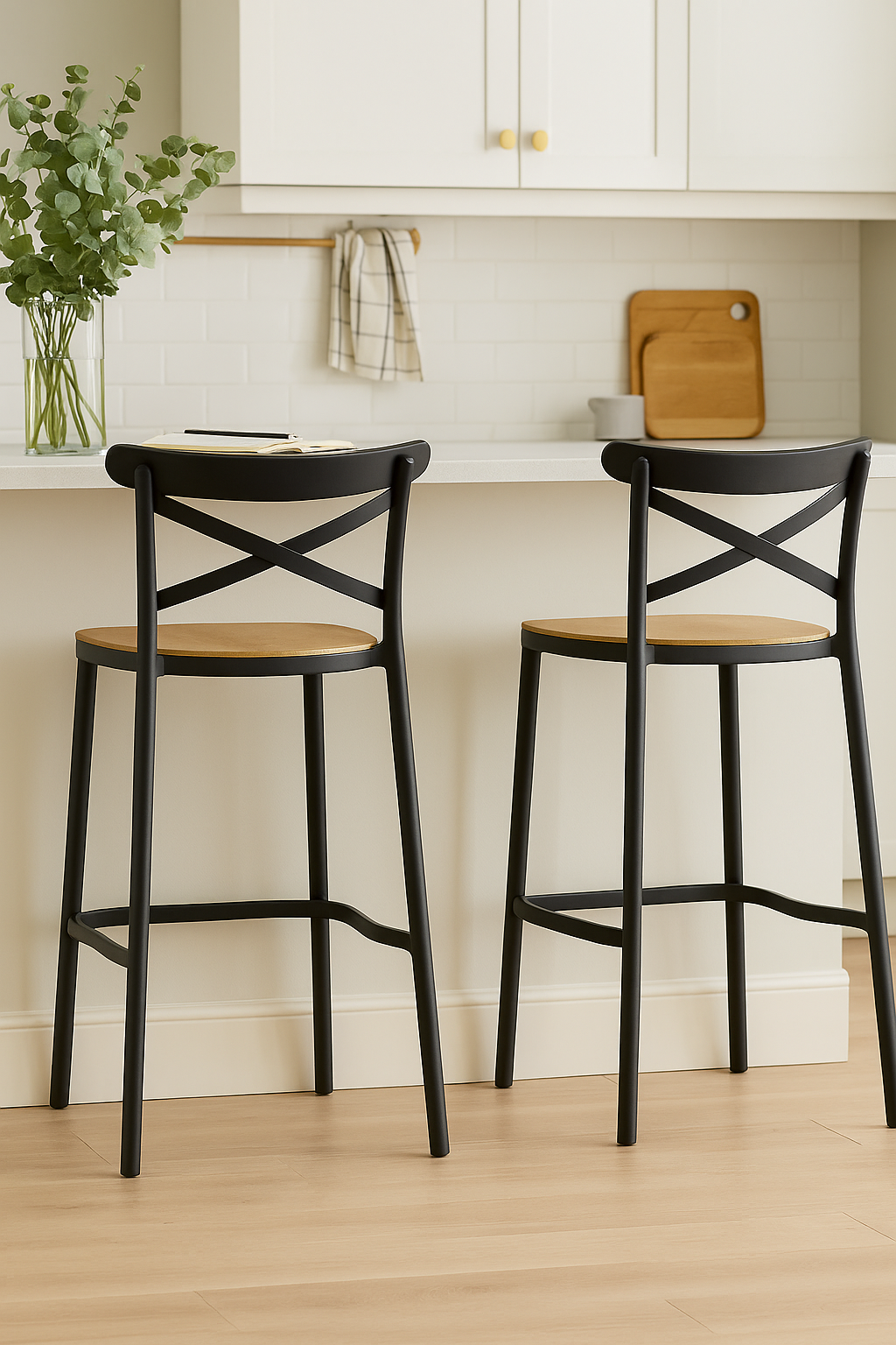 Taburete Crossback Danubio Piso de Bar o Terraza 66cm Negro-6