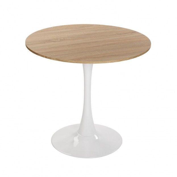 Comedor Mesa Tulip Wood Blanca Con 4 Sillas Tulip Acolchada Blancas-5