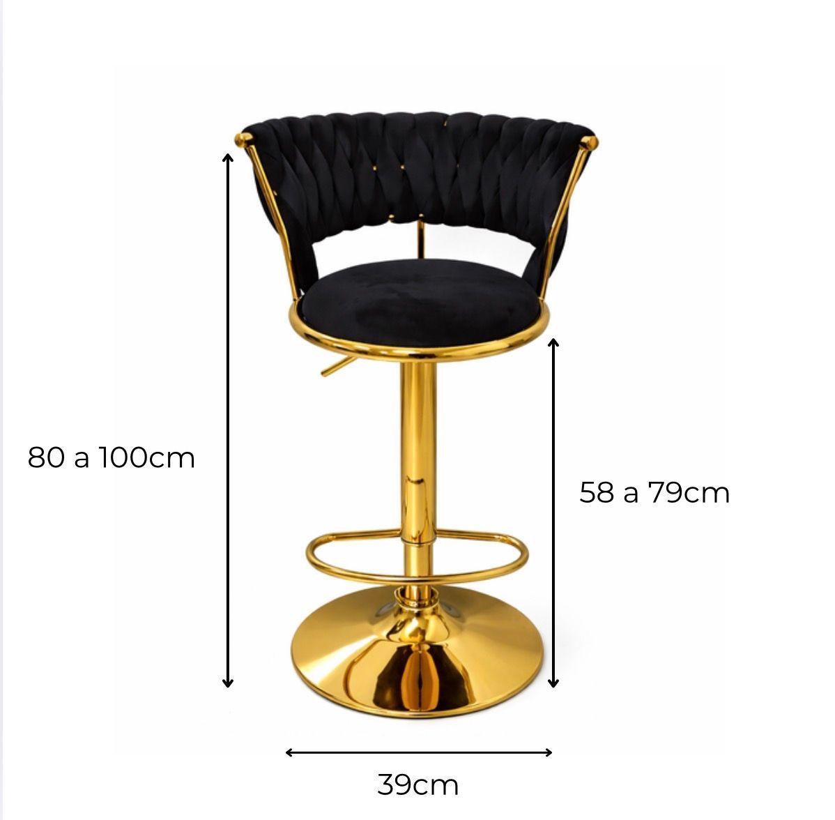 Taburete Queen Terciopelo Ajustable Negro-3