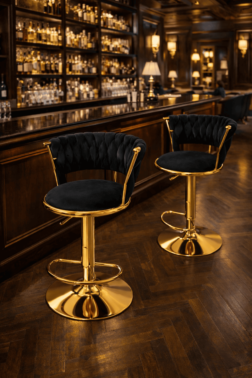 Taburete Queen Terciopelo Ajustable Negro-6