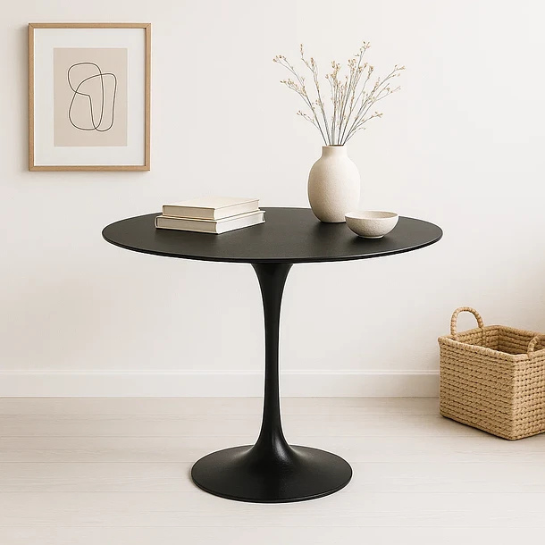 Mesa Comedor Redonda Tulip Clasica 100cm Diametro Negra-2