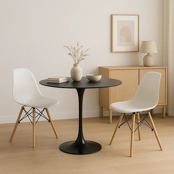 Mesa Comedor Redonda Tulip Clasica 100cm Diametro Negra-3