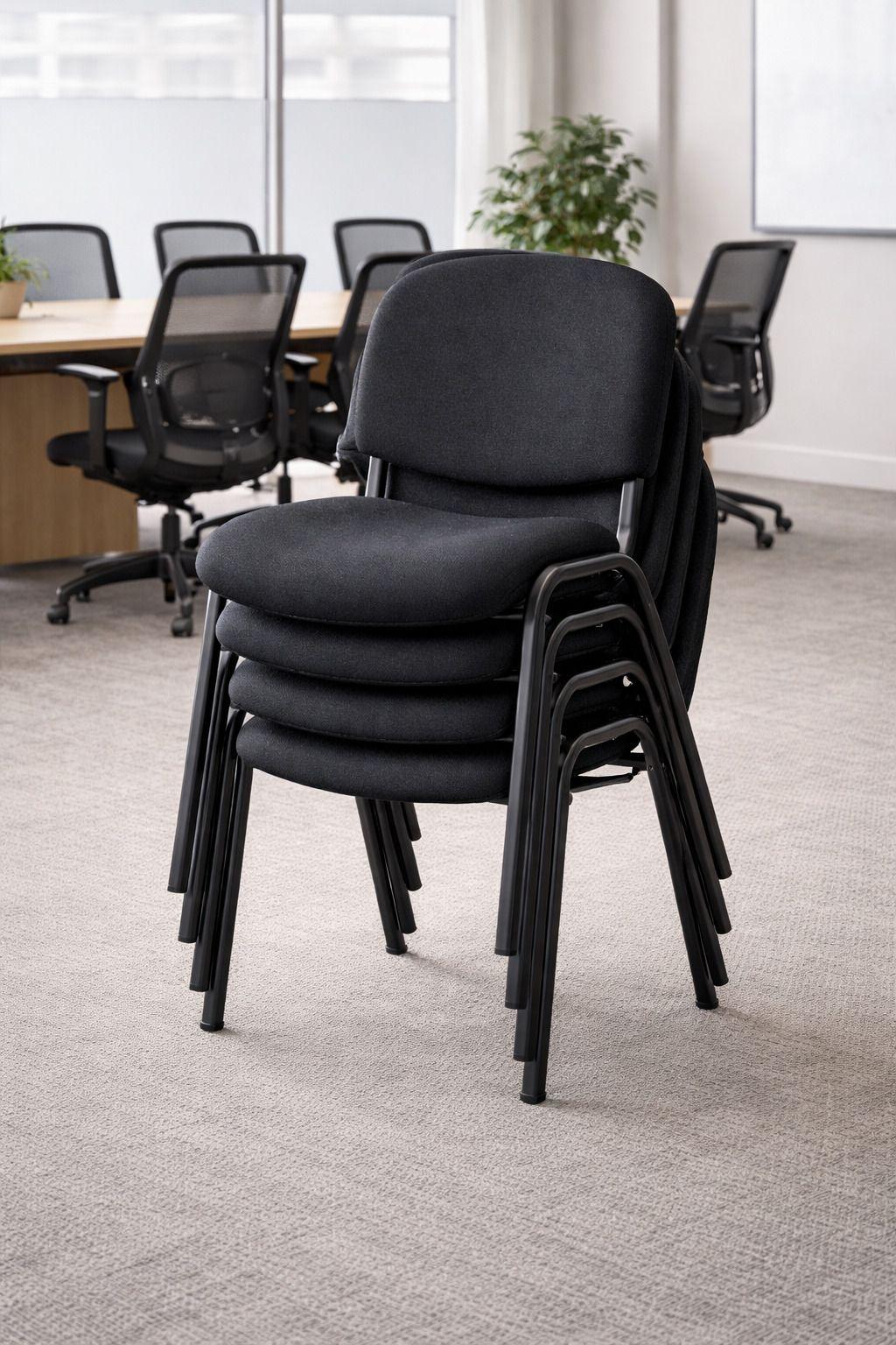 Silla Meeting ISO Lino Negra para Oficina y Sala de Reuniones-3