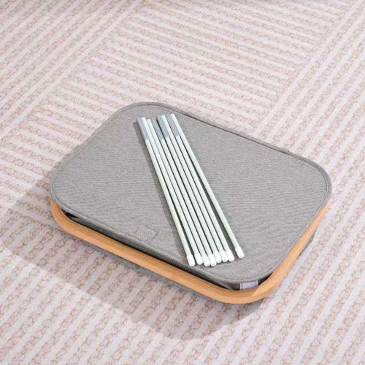 Canasto Cesta Ropa Sucia Plegable Borde Bambú 100l Gris-3