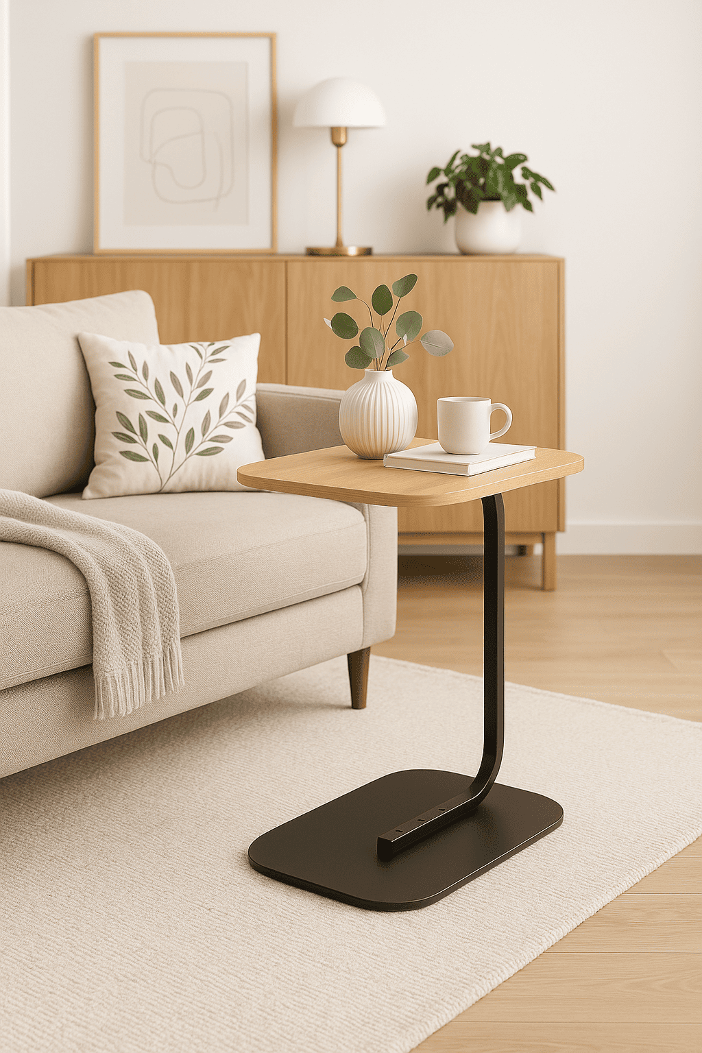 Mesa Lateral Auxiliar Minimalista Wood Negra-5